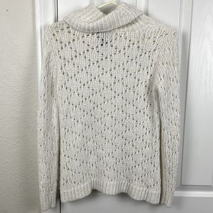 Pre-Owned White House Black Market Cowl Turtle Neck Chunky White Sweater, Size S